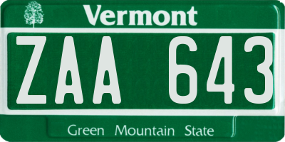 VT license plate ZAA643