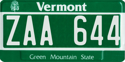 VT license plate ZAA644