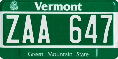 VT license plate ZAA647
