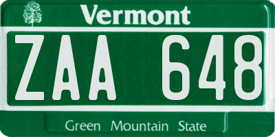 VT license plate ZAA648