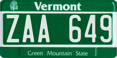 VT license plate ZAA649