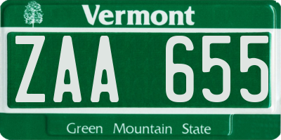 VT license plate ZAA655