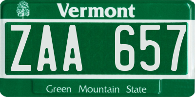 VT license plate ZAA657