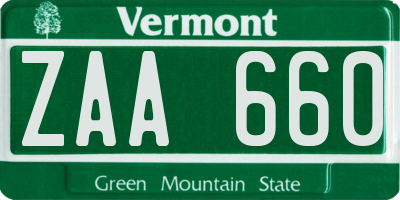 VT license plate ZAA660