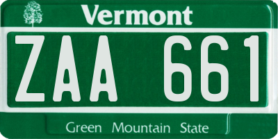 VT license plate ZAA661