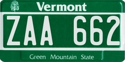 VT license plate ZAA662