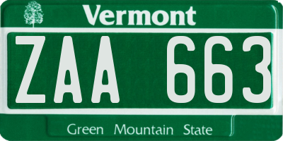 VT license plate ZAA663