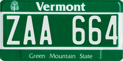 VT license plate ZAA664