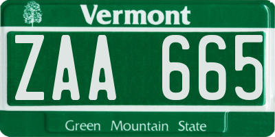 VT license plate ZAA665