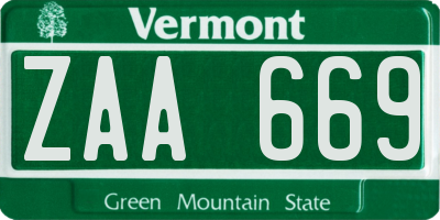 VT license plate ZAA669