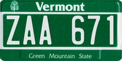 VT license plate ZAA671