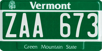VT license plate ZAA673