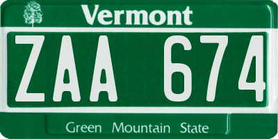 VT license plate ZAA674