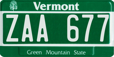VT license plate ZAA677
