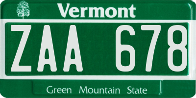 VT license plate ZAA678