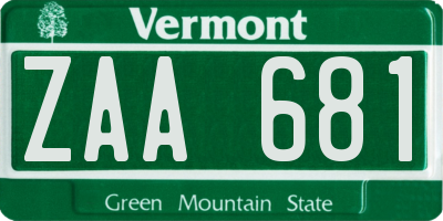 VT license plate ZAA681