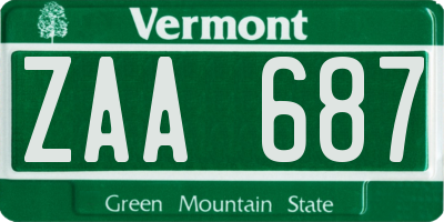 VT license plate ZAA687