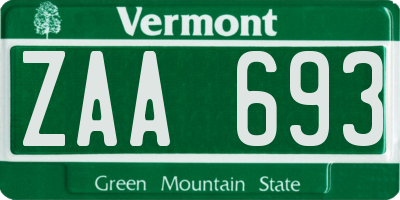 VT license plate ZAA693