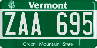VT license plate ZAA695