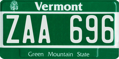 VT license plate ZAA696