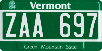 VT license plate ZAA697