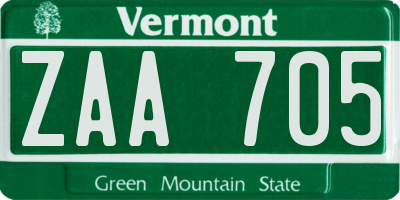 VT license plate ZAA705