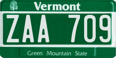 VT license plate ZAA709