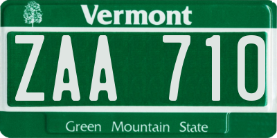 VT license plate ZAA710
