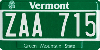 VT license plate ZAA715