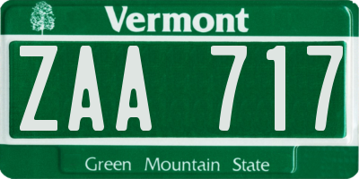VT license plate ZAA717