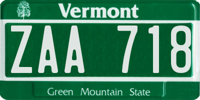 VT license plate ZAA718