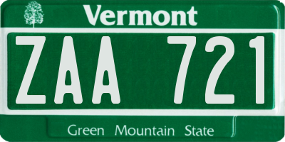 VT license plate ZAA721