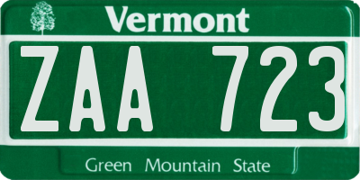 VT license plate ZAA723
