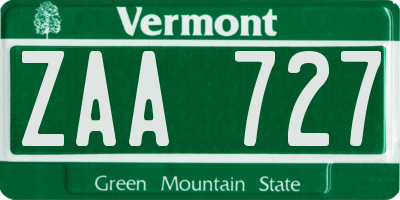 VT license plate ZAA727