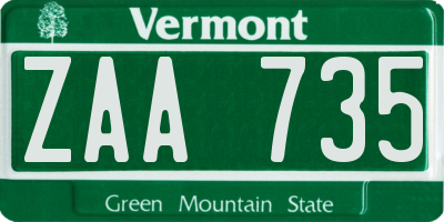VT license plate ZAA735