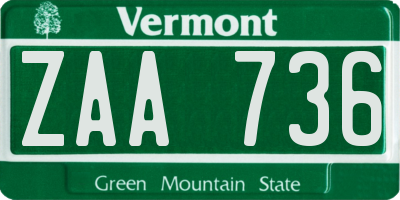 VT license plate ZAA736