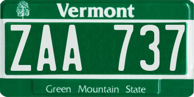 VT license plate ZAA737