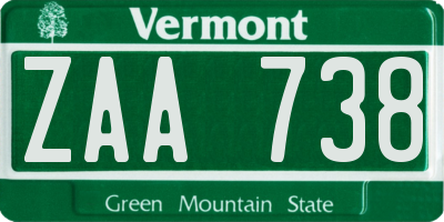 VT license plate ZAA738