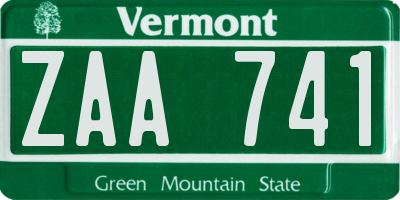 VT license plate ZAA741