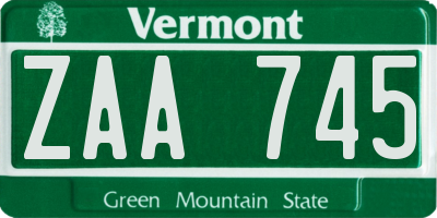 VT license plate ZAA745