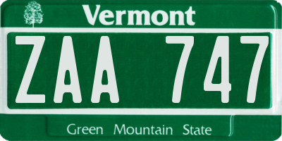 VT license plate ZAA747