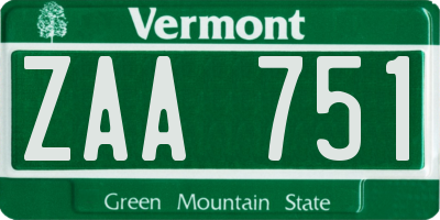 VT license plate ZAA751