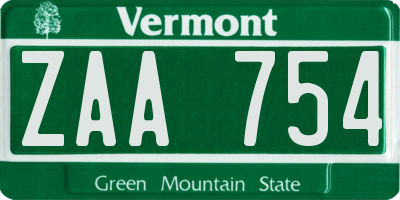 VT license plate ZAA754