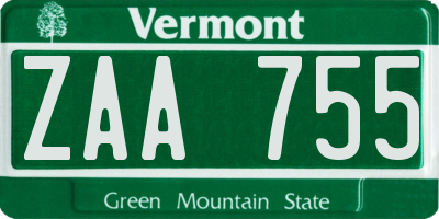 VT license plate ZAA755
