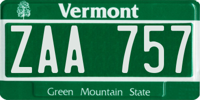 VT license plate ZAA757