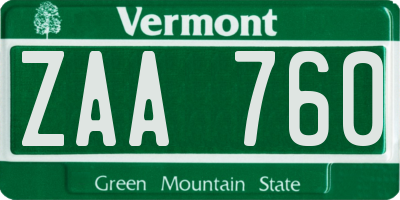 VT license plate ZAA760