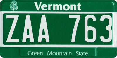 VT license plate ZAA763