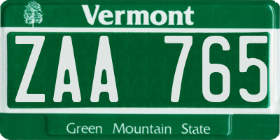 VT license plate ZAA765