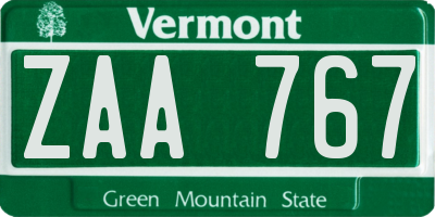 VT license plate ZAA767
