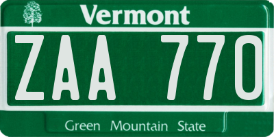 VT license plate ZAA770